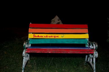 LGBT colors at the garden in front of the Presidential Palace in Tirana  