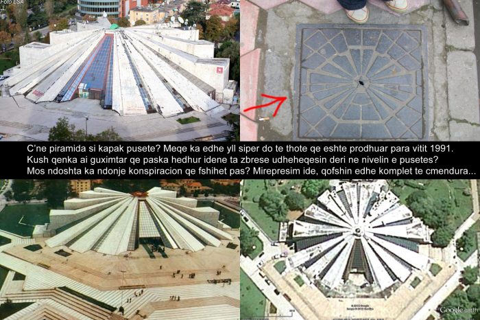 Lidhja e cuditshme mes Piramides (si duket nga lart) dhe nje pusete...