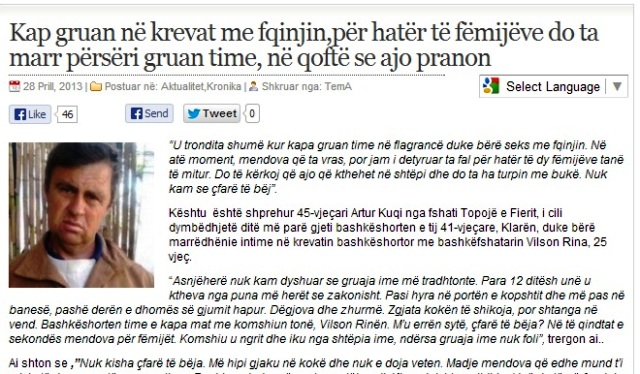 Vendimi i nje burri per te falur gruan qe e tradheton dhe ligesia e komenteve online