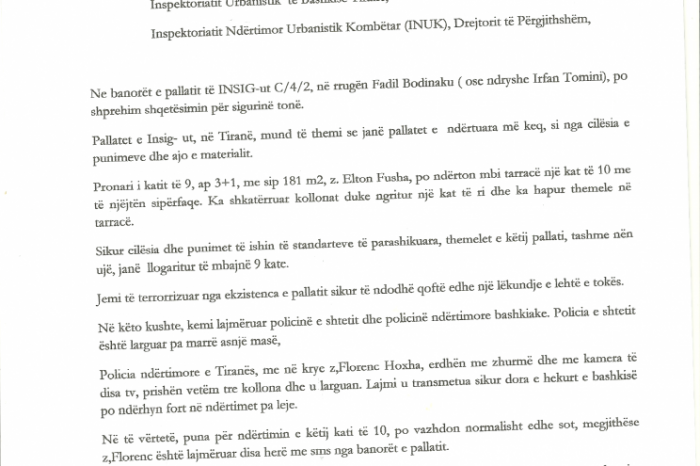Pallati ne mes te Tiranes qe rrezikon shembjen dhe peticioni i banoreve