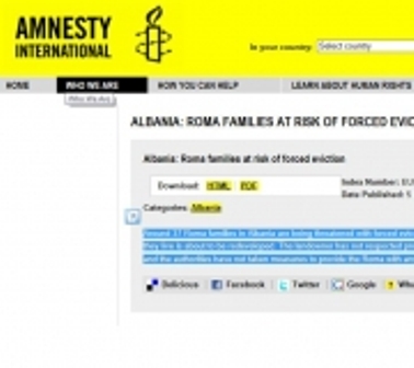 Amnesty International: 37 familje rome ne Shqiperi kercenohen me debim