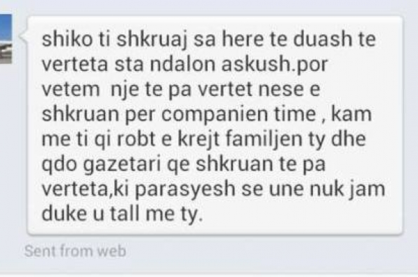 Belle Air kercenon dhe fyen gazetaren: Do te q… robt ty dhe familjes (FOTO)