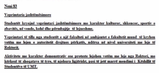 Studentet e mjekesise mund te protestojne vetem me lejen e Rektorit