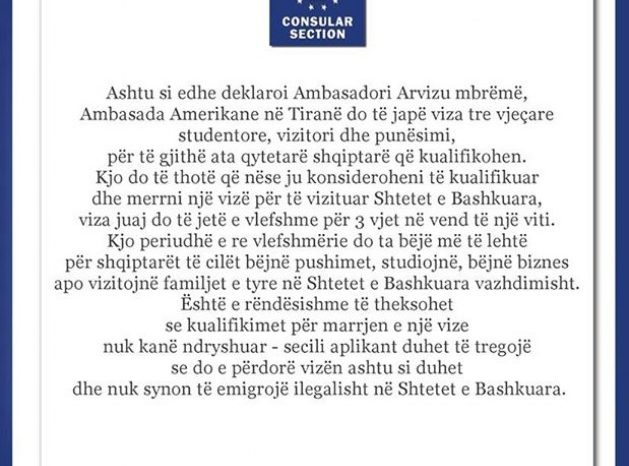 Vizat tre vjeçare: sipas standardeve të tanishme 